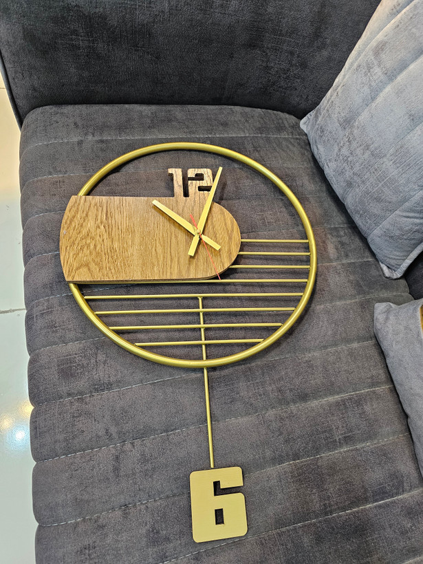ساعت چوبی فلزی مدرن H155