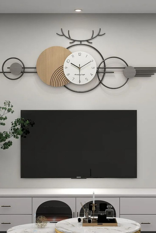 ساعت دیواری مدرن تلفیقی چوب و فلز H530