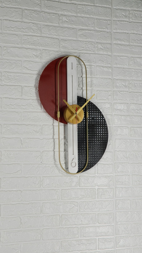 ساعت دیواری تلفیق چوب و فلز H550