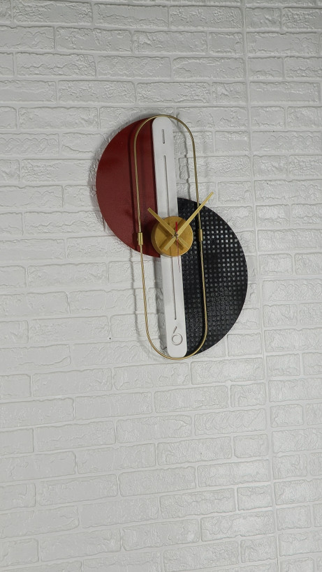ساعت دیواری تلفیق چوب و فلز H550
