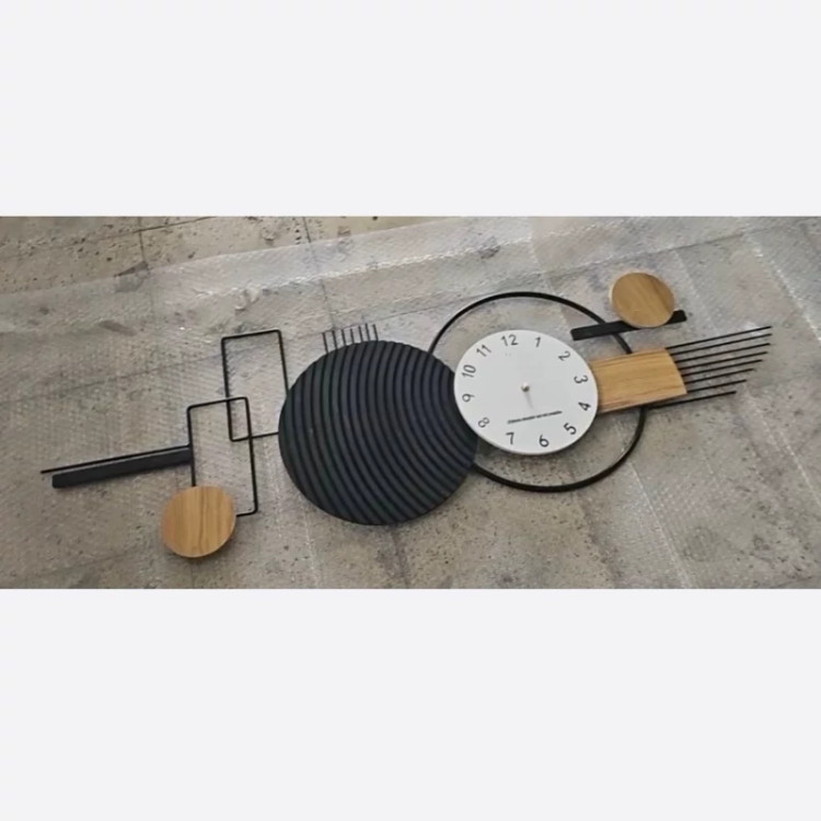 ساعت دیواری مدرن تلفیقی چوب و فلز H574